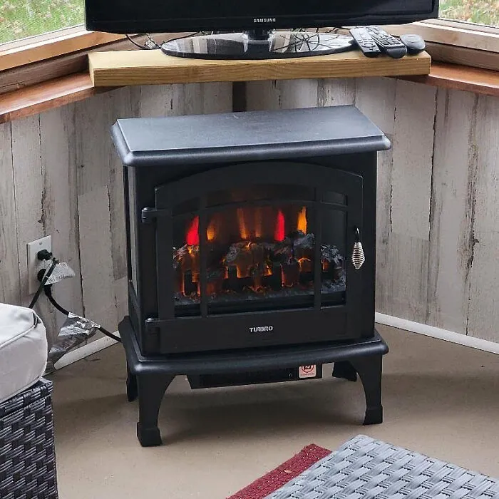 Stay Cozy And Warm With The <span Style="Font:inherit;color:#d74b1f;"> 18” Compact Electric Fireplace Stove </Span> - Realistic Flame For Ambiance In Any Space