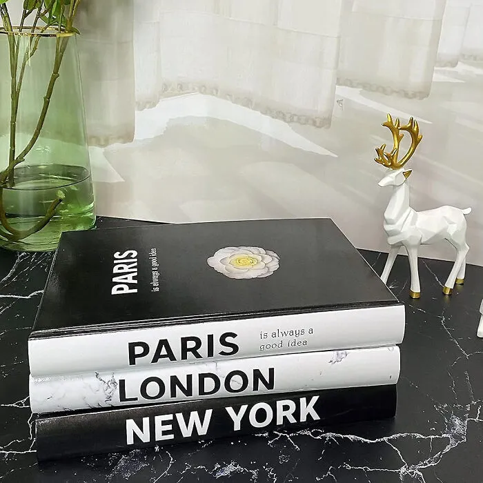 Stylish <span Style="Font:inherit;color:#d74b1f;"> 3-Piece Hardcover Modern Decorative Book Stack </Span> - Perfect For Displaying On Coffee Tables For A Chic Touch