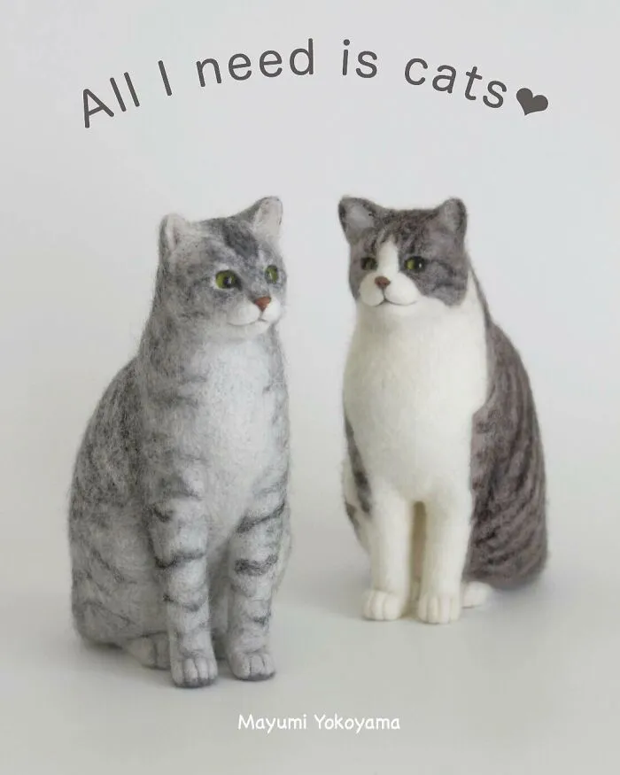 This Japanese Artist Creates Realistic Cats With Needle Felting, And Here's The Result (27 Pics)