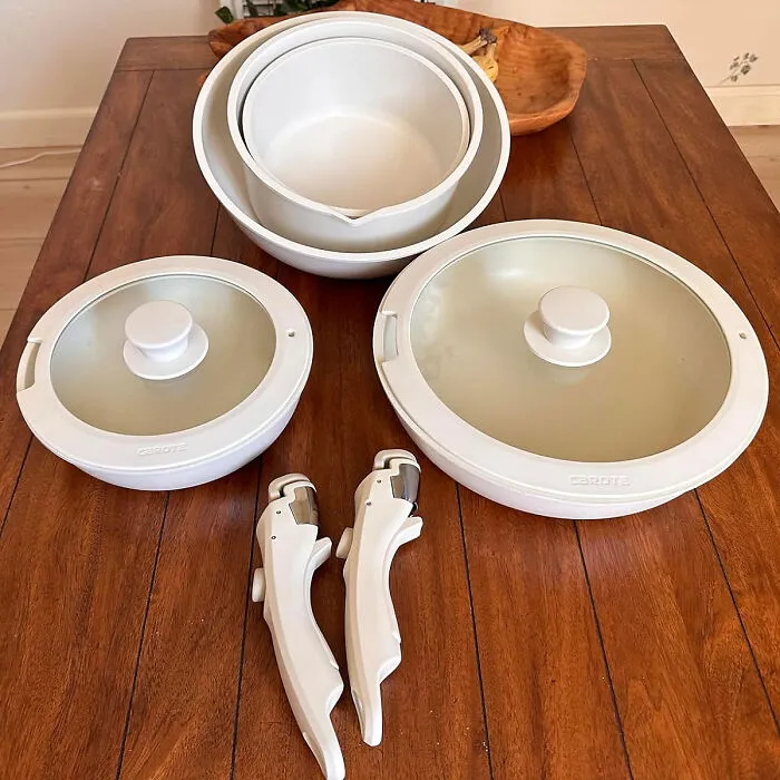 People's Beloved <span Style="Font:inherit;color:#d74b1f;"> Cookware Set </Span> With Removable Handles For Effortless Storage - Nonstick Magic For Your Delicious Creations!