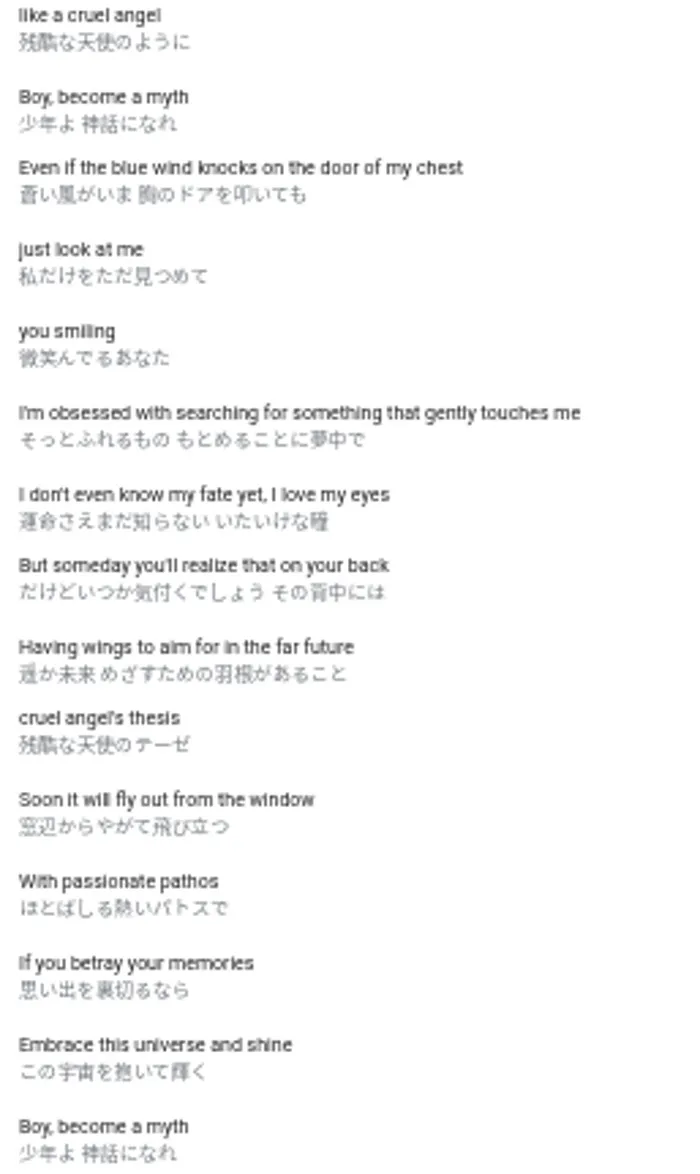 I Like This Translation Of "A Cruel Angel's Thesis"
