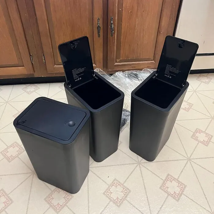 Compact Cleanup: 3-Pack 10-Liter <span Style="Font:inherit;color:#d74b1f;"> Trash Can With Lid </Span> - Slim And Sleek Bins For Every Room In Your Home!