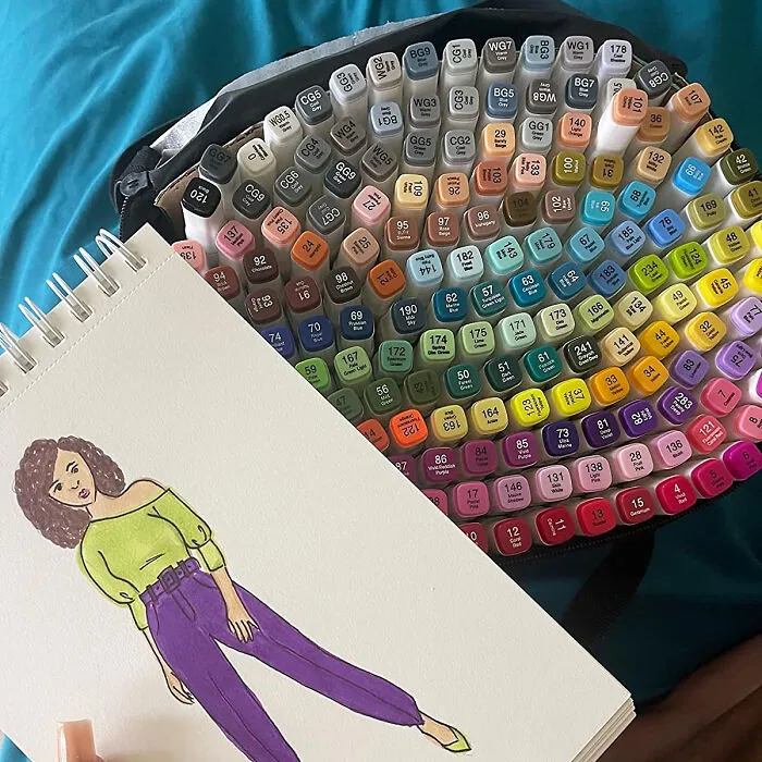 Unleash Your Creativity: <span Style="Font:inherit;color:#d74b1f;"> 121 Colors Dual Tip Art Markers Set </Span> With Blender, Pad, And Case!