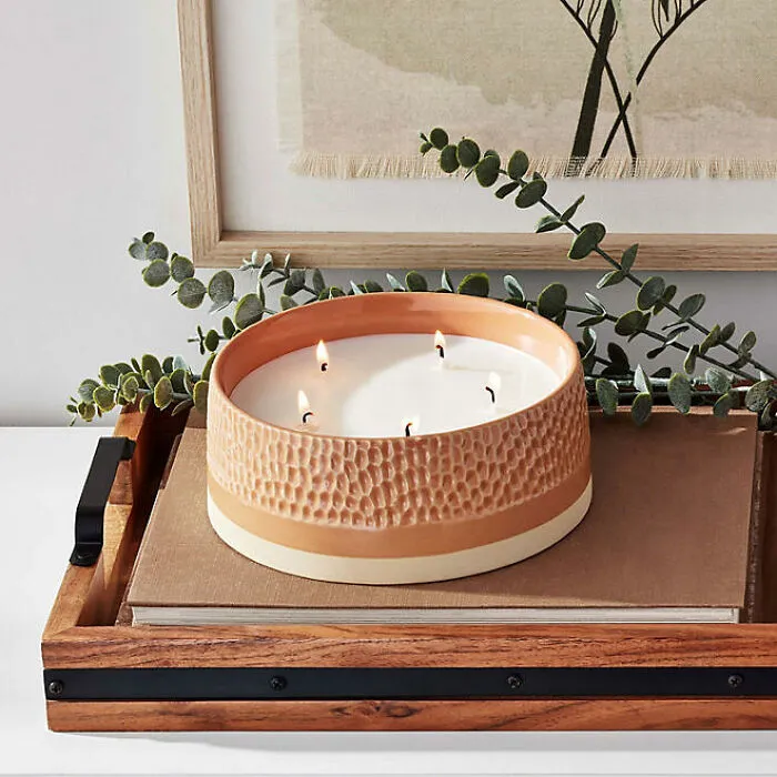 Quintuple The Coziness: Get Lit With A <span Style="Font:inherit;color:#d74b1f;"> 5-Wick Ceramic Scented Candle</Span>!
