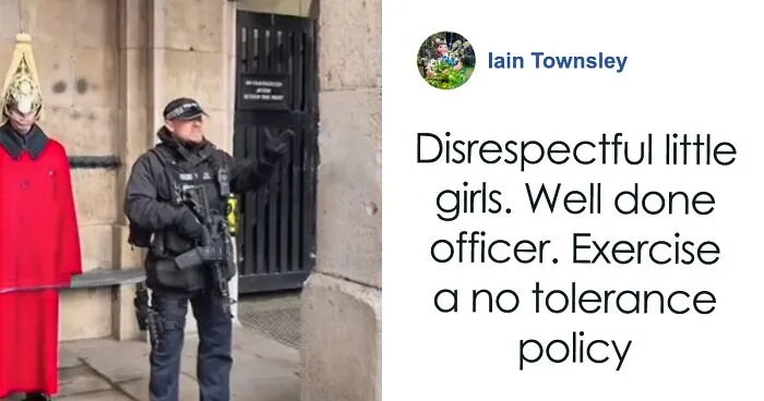 “He’s Got A Long Day”: Police Officer Berates American Tourists Who Can’t Stop Ridiculing King’s Guard
