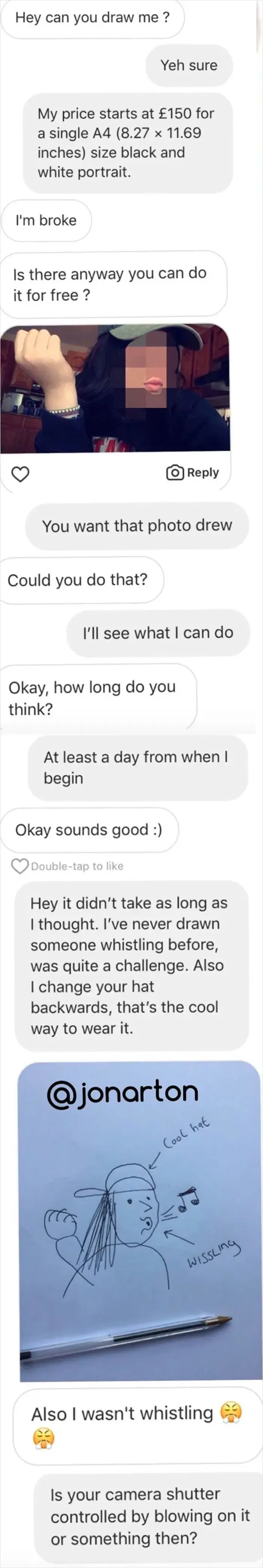 This Person Casually Asking For A Free Drawing And Getting A Hilarious, Quick Doodle That's More Than They Deserve