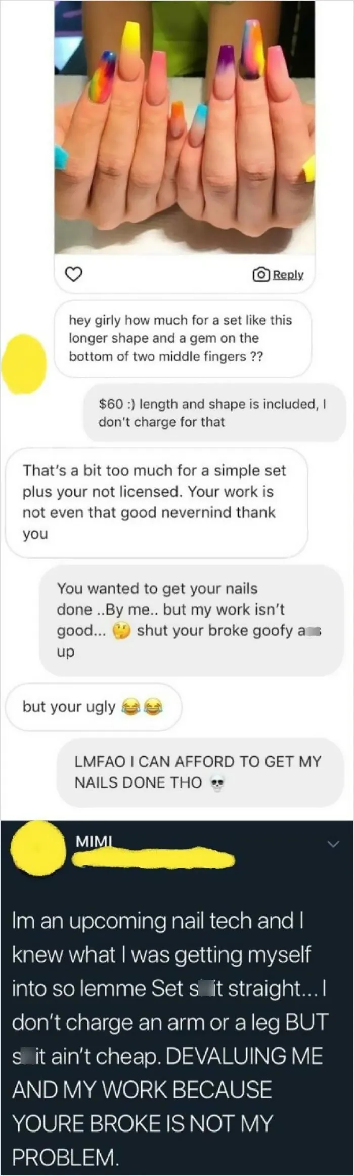 Found On Twitter...i Can't Belive These People...they Don't Understand Nail Techs, Escorts, Artists, Ect. Actually Make A Living Off Of This