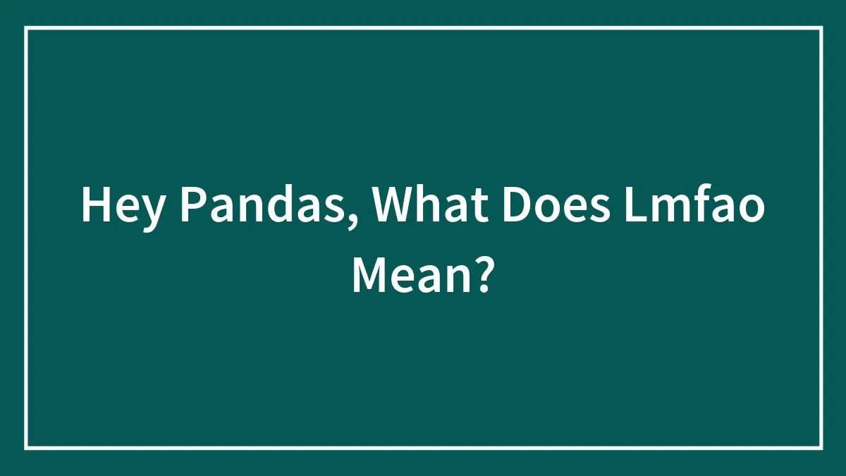 Hey Pandas, What Does Lmfao Mean?