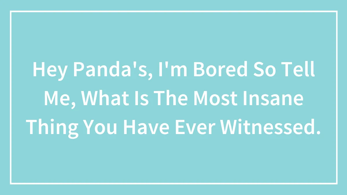 Hey Panda's, I'm Bored So Tell Me, What Is The Most Insane Thing You Have Ever Witnessed.