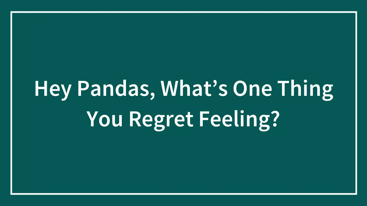 Hey Pandas, What’s One Thing You Regret Feeling?