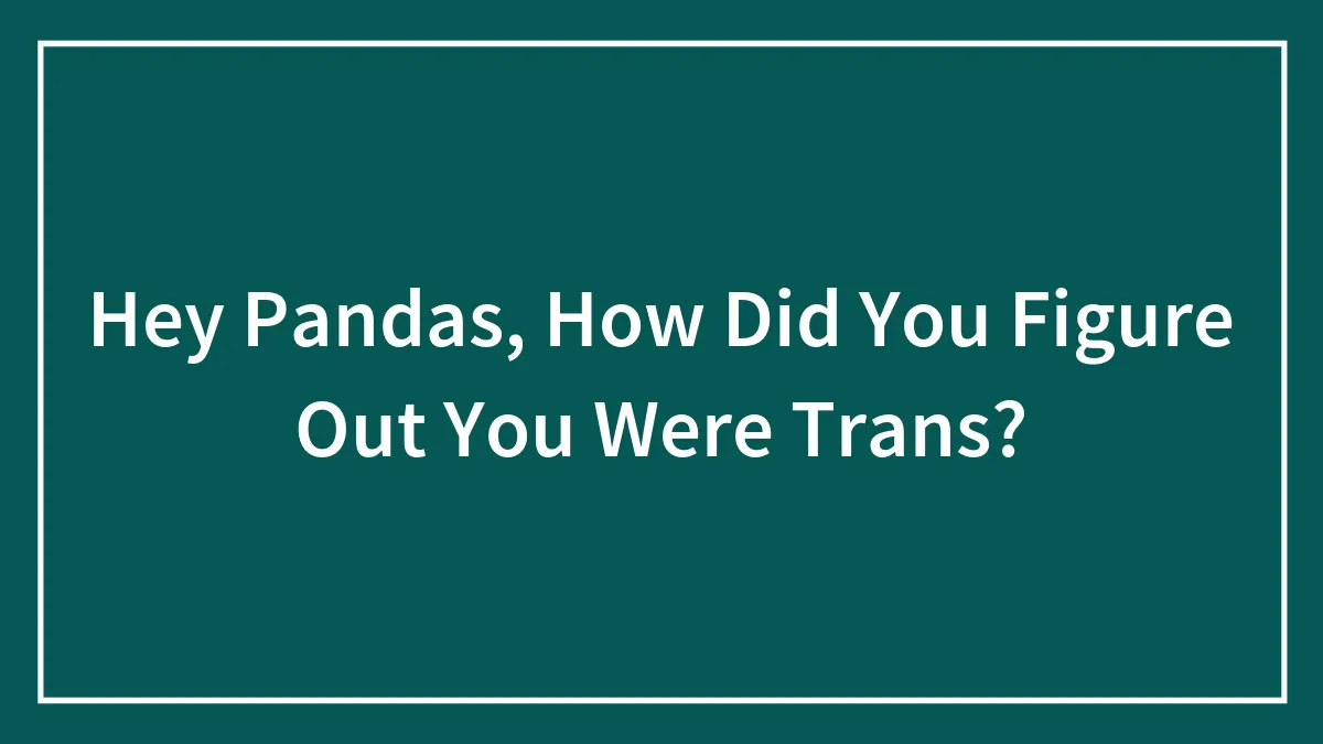 Hey Pandas, How Did You Figure Out You Were Trans? (Closed)