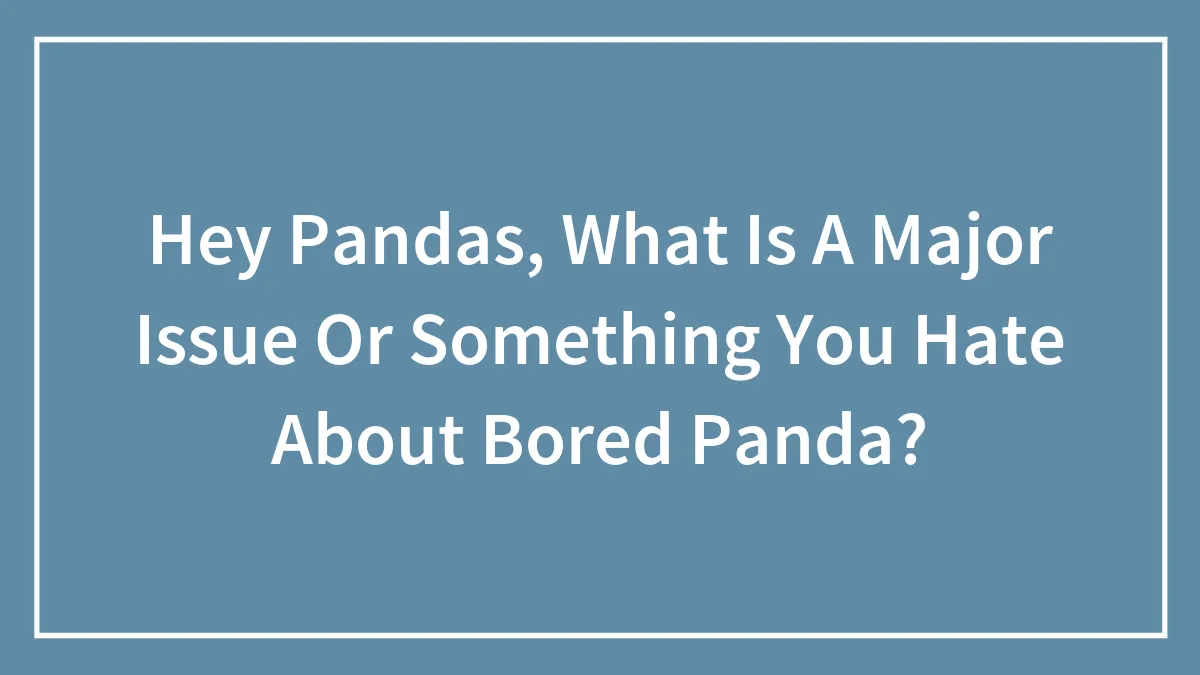 Hey Pandas, What Is A Major Issue Or Something You Hate About Bored Panda? (Closed)