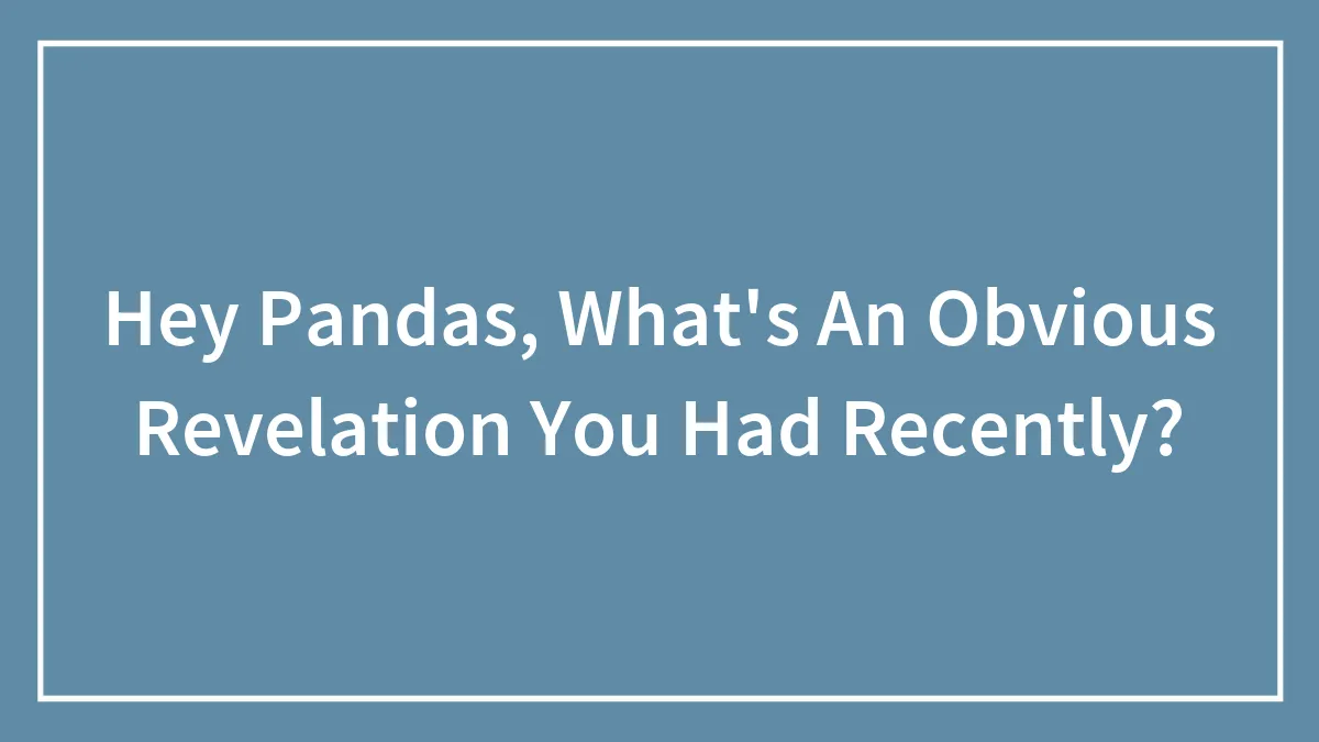 Hey Pandas, What's An Obvious Revelation You Had Recently? (Closed)