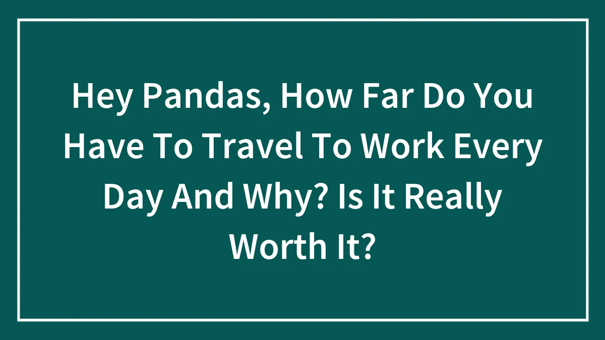 Hey Pandas, How Far Do You Have To Travel To Work Every Day And Why? Is It Really Worth It?