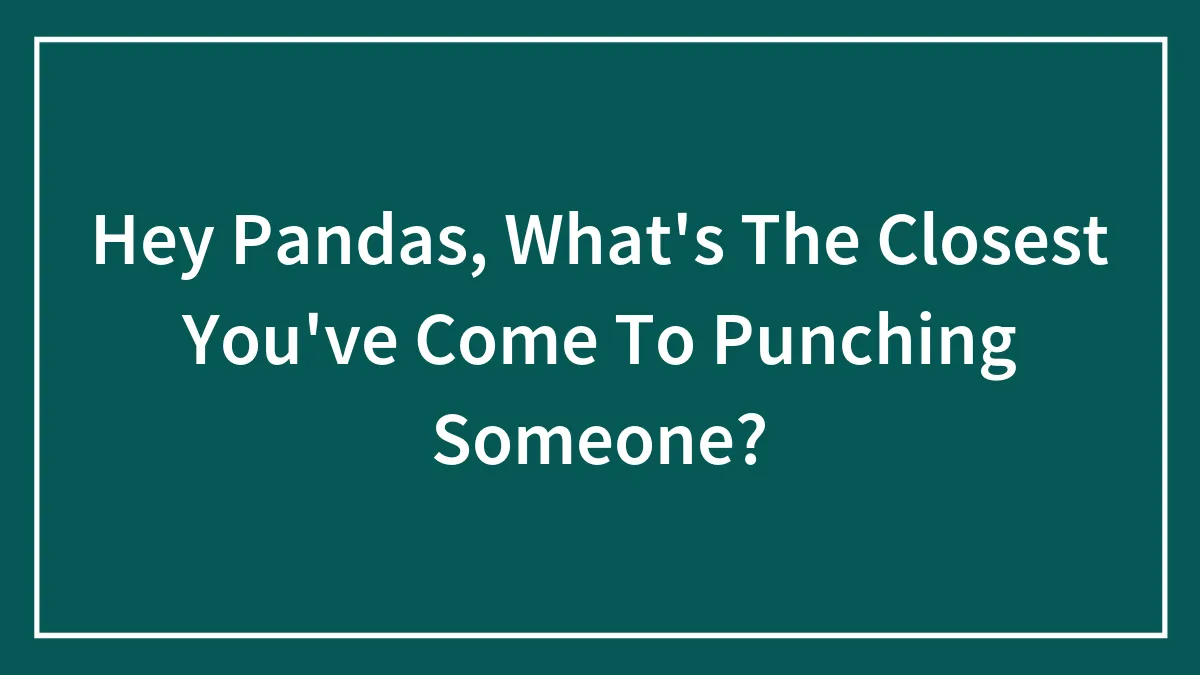 Hey Pandas, What's The Closest You've Come To Punching Someone? (Closed)