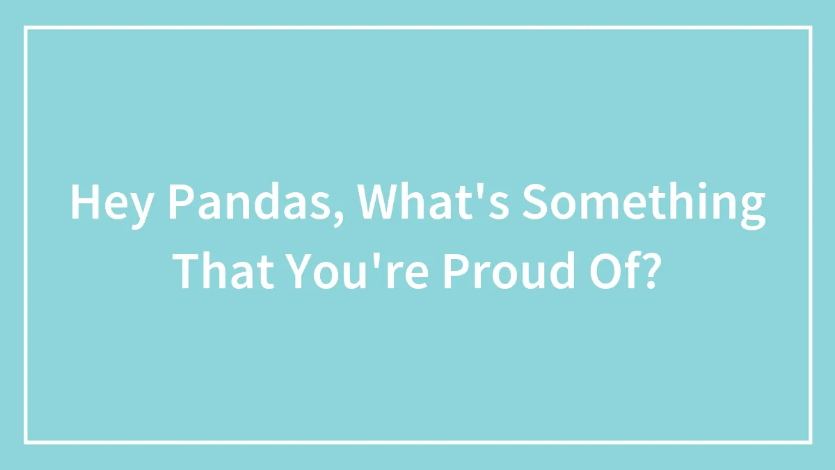 Hey Pandas, What's Something That You're Proud Of? (Closed)