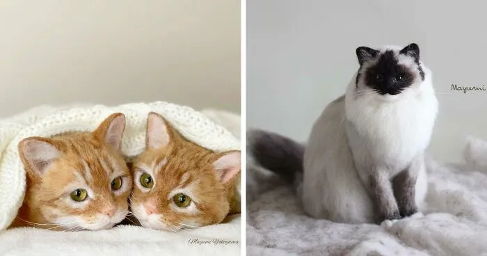 This Japanese Artist Creates Realistic Cats With Needle Felting, And Here's The Result (27 Pics)