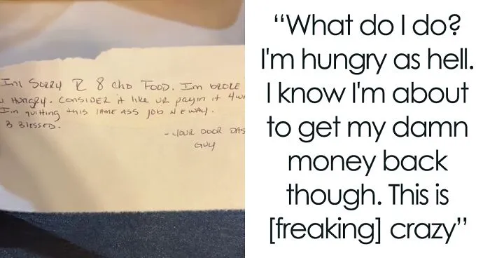 Man In Shock After DoorDash Driver Eats All His Food And Leaves A Badly Written Note Behind