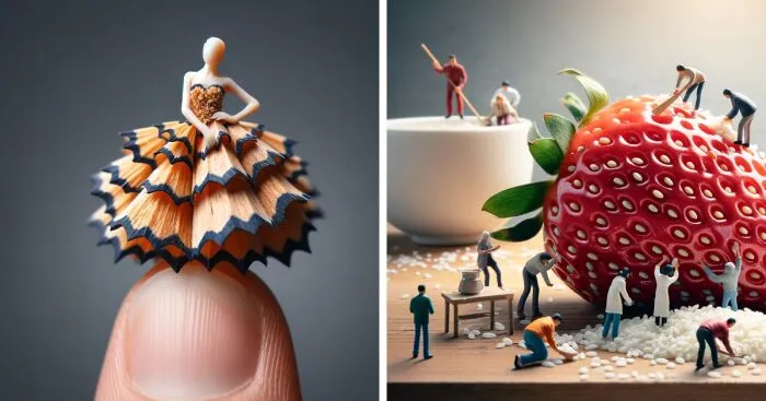 Welcome To The Era Of Ai: This Time, I Used It To Create Miniature People Dealing With Everyday Life Objects (7 Pics)