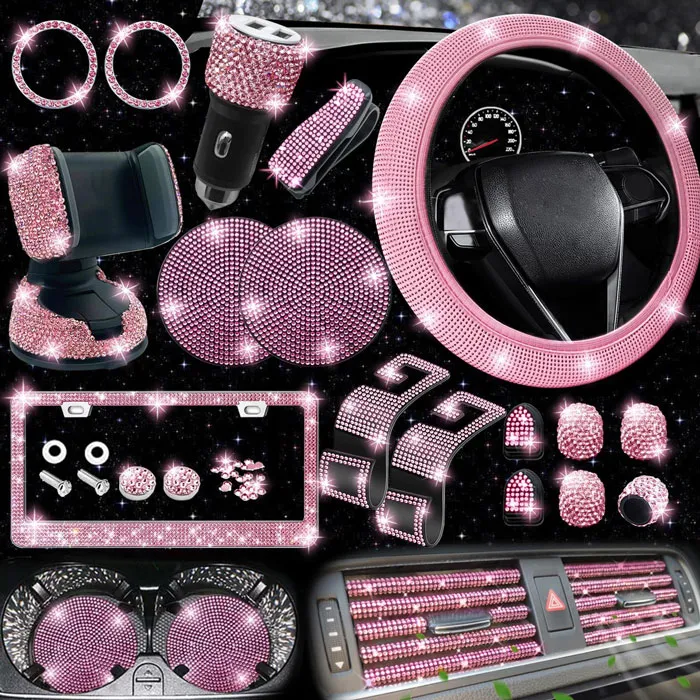 Take Your Car From Bland To Glam With <span Style="Font:inherit;color:#d74b1f;"> 27-Piece Bling Car Accessories Set</Span>!