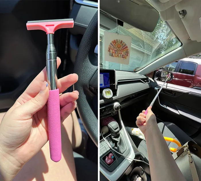 Wave Goodbye To Foggy Mirrors With This <span Style="Font:inherit;color:#d74b1f;"> Cute Retractable Squeegee</Span>, Keeping Your Ride Prettily Clear & Safe!