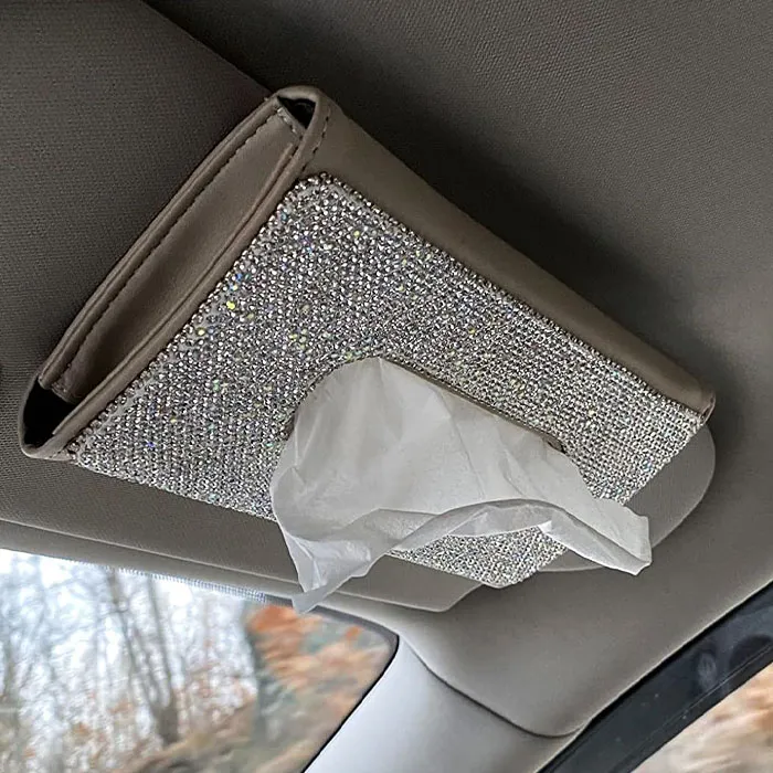<span Style="Font:inherit;color:#d74b1f;"> A Bling Tissue Box Holder</Span> Adding Glam To Your Ride While Keeping Tissues At Arm's Reach