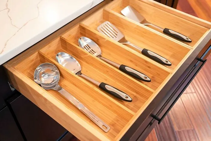 Effortless Organization: <span Style="Font:inherit;color:#d74b1f;"> Bamboo Kitchen Utensils</Span> Organizer For A Tidy Culinary Space!