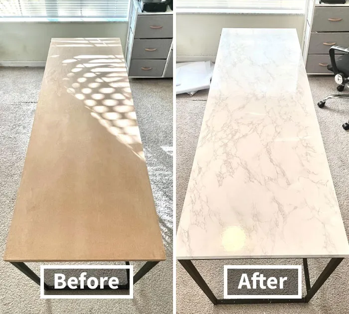 Why Splurge On New Furniture When This <span Style="Font:inherit;color:#d74b1f;"> Marble Contact Paper</Span> Makes Everything Old Look New Again?
