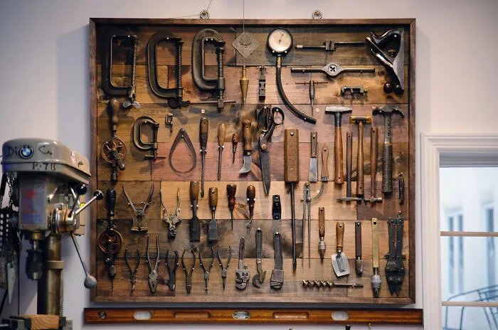 Tool Shrine I Built To Showcase My Father's And Grandfather's Tools I Inherited