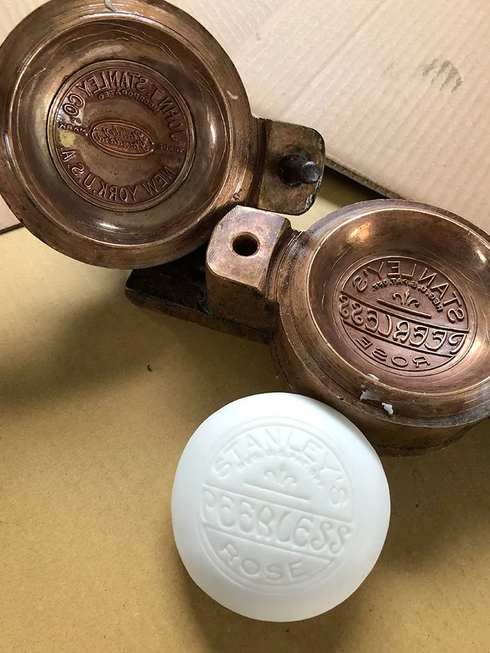 Made A Bar Of Soap Out Of My Father-In-Law’s Inherited 110-Year-Old Soap Press For His Birthday (Stanley Soap Co. Est. 1865, NYC)