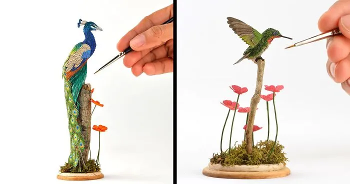 Our 7 Bird Sculptures Made From Tiny Hand-Cut Feathers