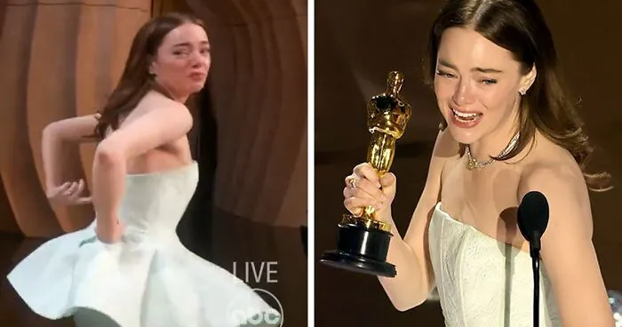 "My Dress Is Broken": Emma Stone Accepts Oscar In Unzipped Dress, Becomes Emotional On Stage