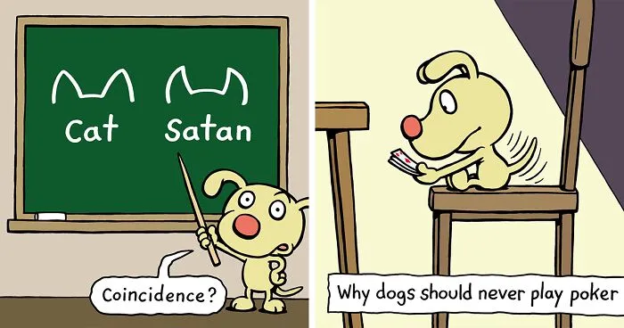 Artist Makes 30 Hilarious One-Panel Comics About A Cute Dog And His Daily Dilemmas