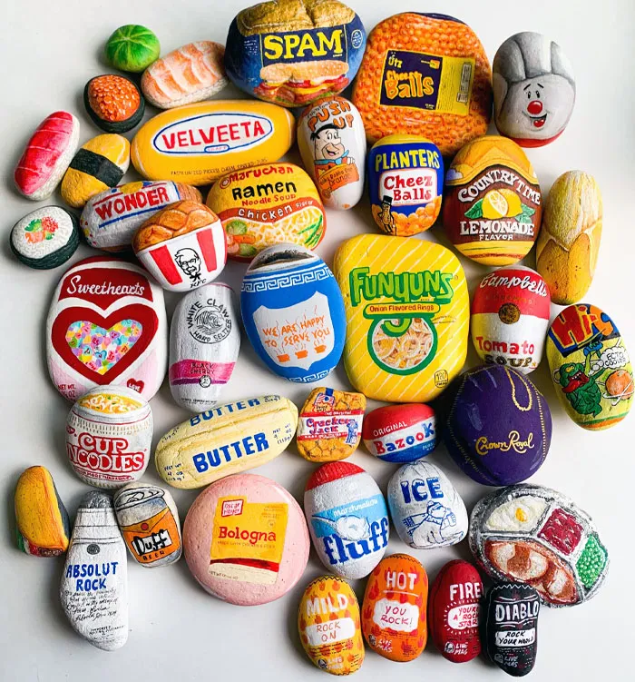 My Hand-Painted Food Rocks