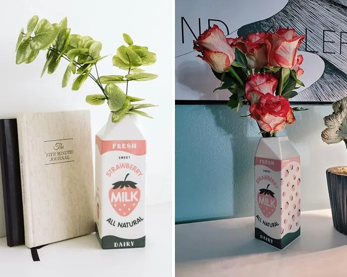 <span Style="Font:inherit;color:#d74b1f;"> Bien Beau’s Whimsical Milk Carton Vase</Span>: A Splash Of Strawberry Charm