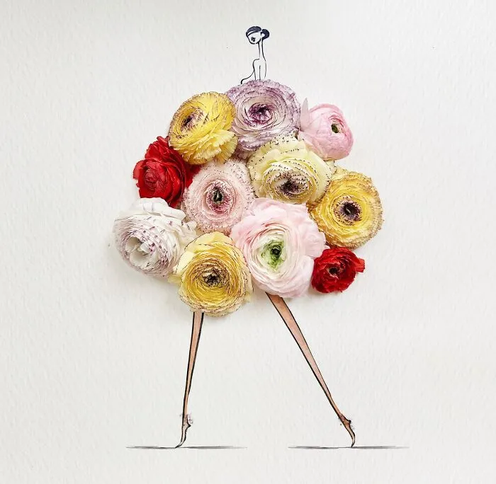 Artist Fuses Fashion With Art, Creating Beautiful Gowns Using Watercolors And Flowers (70 Pics)