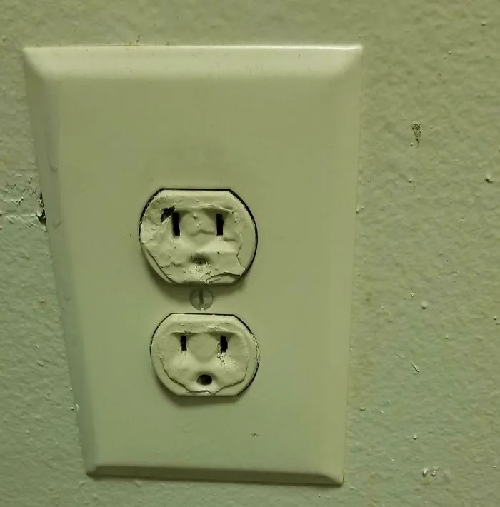 Multiple Outlets In New Apartment Caked With Paint Like This One. Any Tips On How To Get This Off Safely And Clear Out The Grounding Prong Holes Too?