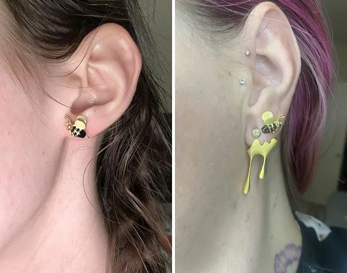 Elevate Your Style With <a Style="Display:inline;" Href="Https://Www.amazon.com/Lotus-Fun-Sterling-Earrings-Asymmetric/Dp/B0872xk7sp?ie=utf8&th=1&linkcode=ll1&tag=bpmole-20&linkid=ada6782d3146beacf2c53558b2d6d84b&language=en_us&ref_=as_li_ss_tl" Target="_blank"><span Style="Font:inherit;color:#d74b1f;"> Bee And Dripping Honey</Span> Asymmetric Stud Earrings: Embrace Unique Elegance And Nature's Beauty