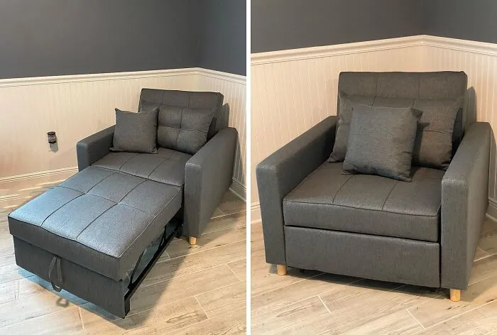 Why Choose? Get An Armchair, Bed, And Recliner All Rolled Into One With This Stunning <span Style="Font:inherit;color:#d74b1f;"> 3-In-1 Convertible Futon Chair</Span>