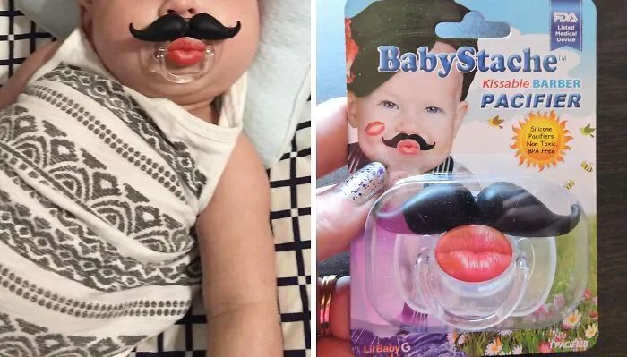 Pucker Up For Giggles With This Hilariously <span Style="Font:inherit;color:#d74b1f;"> Mustached Latex Free Baby Pacifier</Span>
