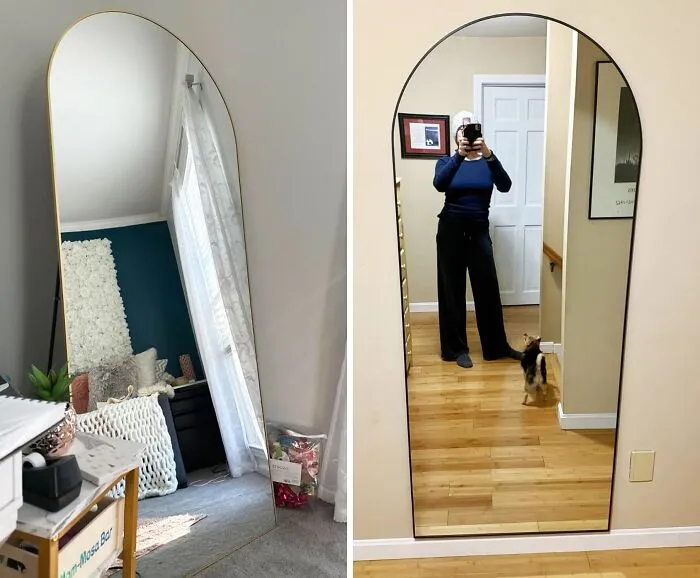 Stand Tall And Shine With This <span Style="Font:inherit;color:#d74b1f;"> Arched Full-Length Floor Mirror </Span> That Transforms & Visually Expands Any Room!