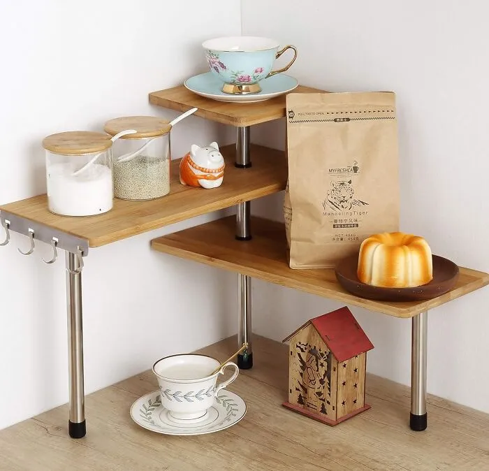 Maximize Every Inch: <span Style="Font:inherit;color:#d74b1f;"> Bamboo Corner Rack Shelf</Span> For Smart Spaces!