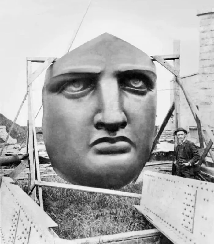 The Face Of The Statue Of Liberty Before Being Attached
