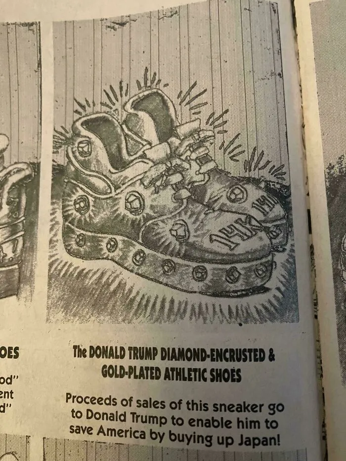 Trump Sneakers From A 1998 Issue Of Cracked Magazine