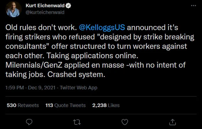 Antiwork Successfully Crashed Kellogg’s Scab Application Site!