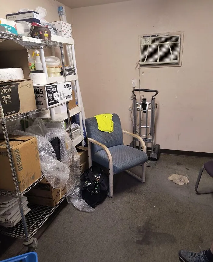 The New "Break Room" At My Former Job, I Guess The Old One Was Too Nice For Us Lowly Grunts