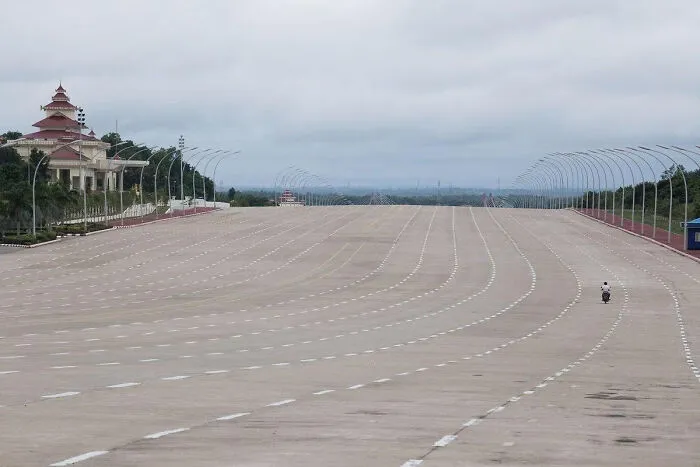 An Empty 20 Lane Highway In Naypyidav, Myanmar
