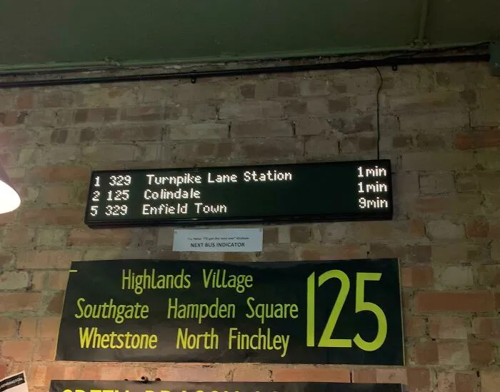 The Pub I Am In Has Got A Digital Timetable On The Wall For The Next Due Buses