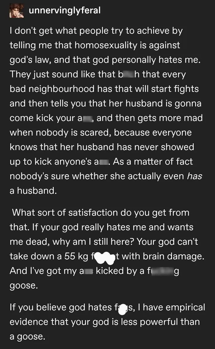 Your God Can't Take Down A 55kg F****t With Brain Damage