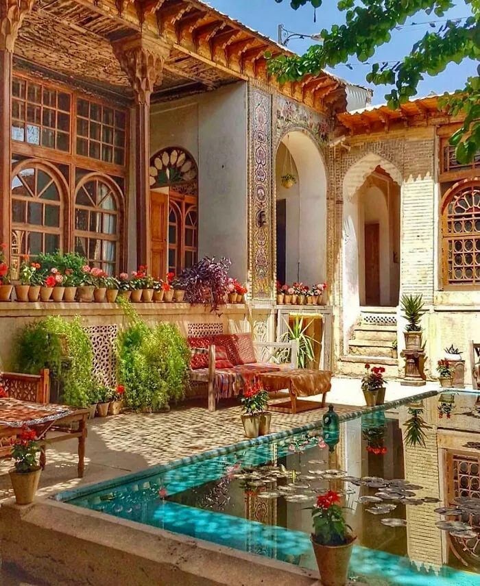 The Courtyard Of A Traditional Mansion In Shiraz, Iran